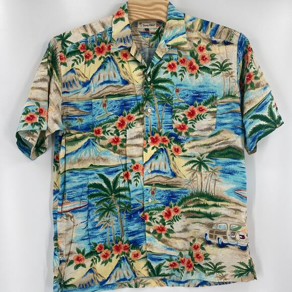 Vintage Tommy Hillfiger XL Hawaiian Short Sleeve Button Down Shirt - Picture 3 of 4